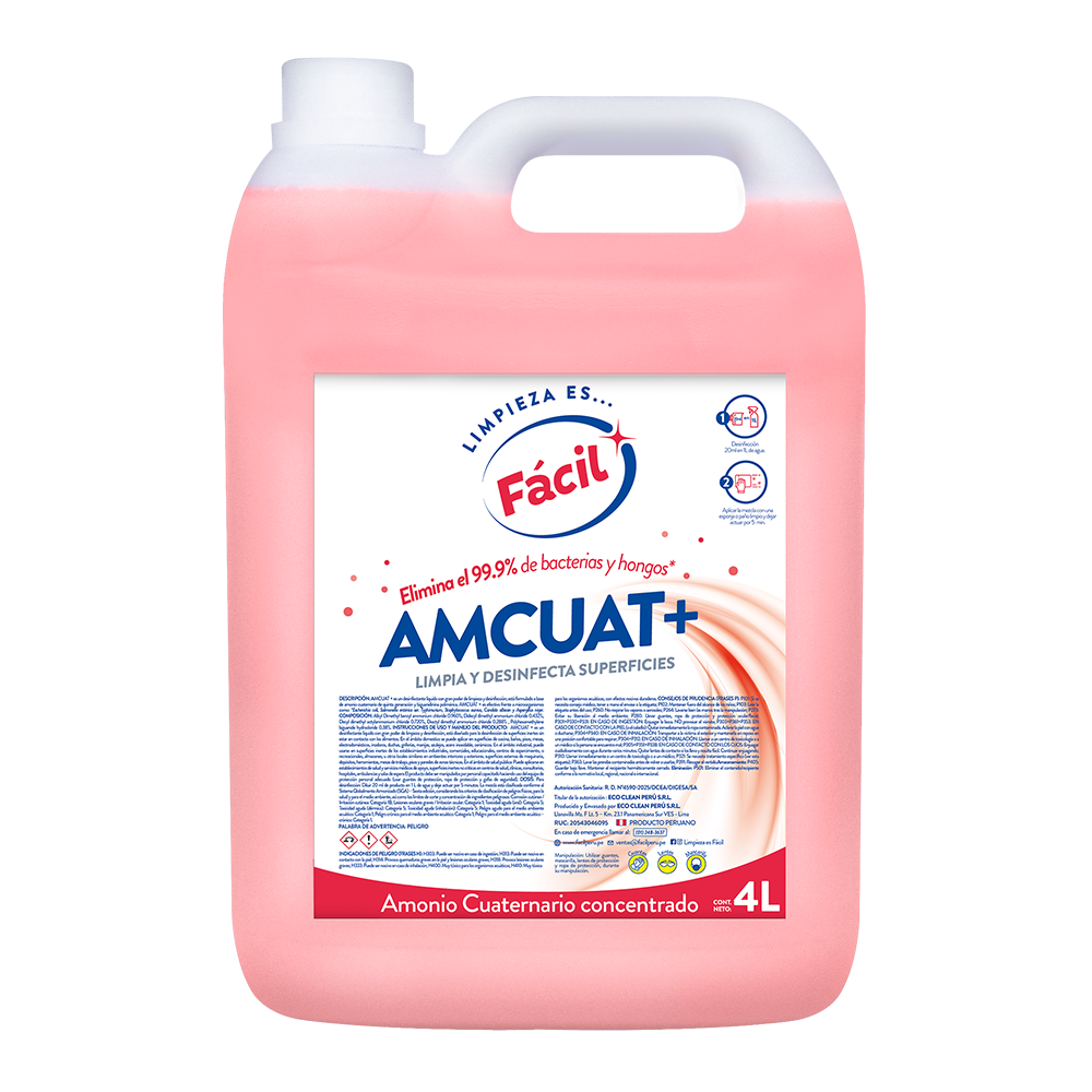 AMCUAT +_4L AMCUAT+ – DESINFECTANTE CUATERNARIO CONCENTRADO – 4L - Imagen 1